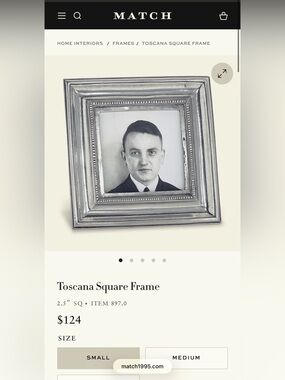 NEW, MATCH PEWTER TOSCANA SQUARE PICTURE FRAME, MATCH 1995, PHOTO FRAME